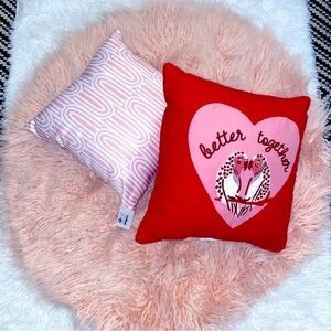 NWOT pink throw rug and throw pillows bundle